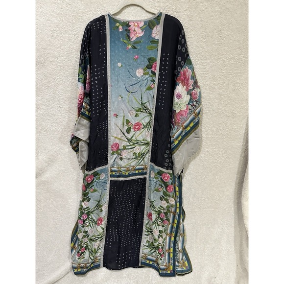 Johnny Was Camuba Heaven 100% Silk Long Kaftan  Medium Floral Boho Designer - Picture 7 of 12